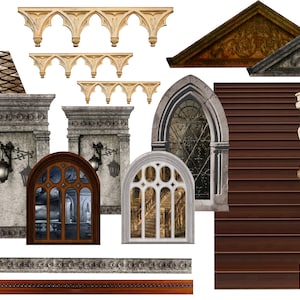 87 Separate Images - Ghostmore Gothic Mansion-Halloween-Grimsley Village  - Miniature - Digital Image Set- Printable Instant Download (5043)