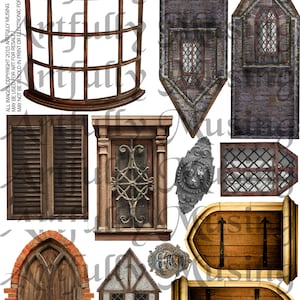 OLD WINDOWS #2 Architecture Collage Sheet - Digital Printable - Instant ...