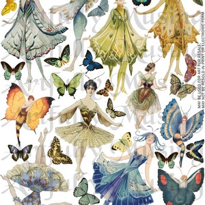 Butterfly Fairies #1 Collage Sheet- Digital Printable - Instant Download (2248)