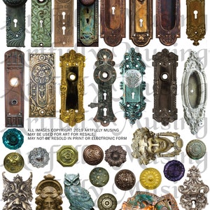 Door Backplates, Knobs & Knockers  Collage Sheet- Digital Printable - Instant Download (2235)