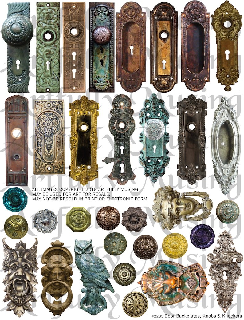 Door Backplates Knobs & Knockers Collage Sheet Digital Etsy