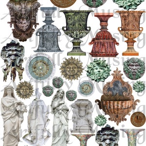 Conservatory Garden Architecture Collage Sheet- Digital Printable - Instant Download (1737)