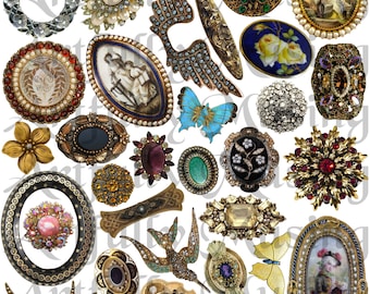 Bejeweled Jewelry Ephemera Collage Sheet- Digital Printable - Instant Download (1645)