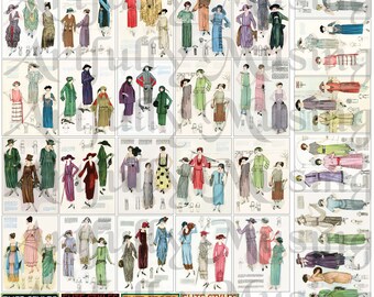 Mini Vintage Fashion Magazines Ephemera Collage Sheet- Digital Printable - Instant Download (2287)