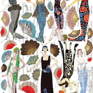 Deco Dames 1920 Women Collage Sheet - Stampabile digitale - Download istantaneo (1773)