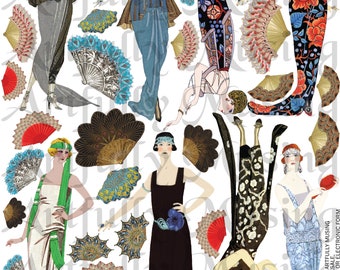 Deco Dames 1920's Women Collage Sheet- Digital Printable - Instant Download (1773)