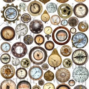 Steampunk Elements Ephemera Collage Sheet- Digital Printable - Instant Download (1671)