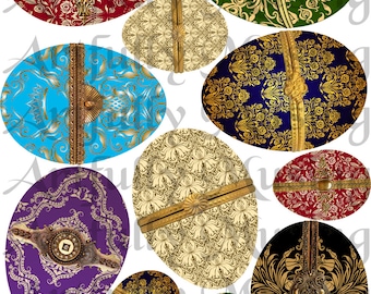 Openable Elegant Eggs Inspired by Faberge Eggs ATC Sized Collage Sheet- Digital Printable - Instant Download (1644)