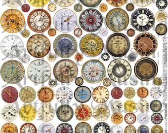 Clock Faces Collage Sheet- Digital Printable - Instant Download (1728)