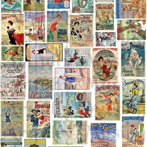 Mini Vintage Strand Poster Collage Sheet - Digital Printable - Sofort Download (1745)