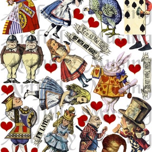 We Are All Mad Here Alice in Wonderland Collage Sheet - Digital Printable - Instant Download (1657)