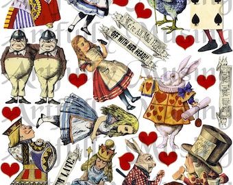 We Are All Mad Here Alice in Wonderland Collage Sheet - Digital Printable - Instant Download (1657)