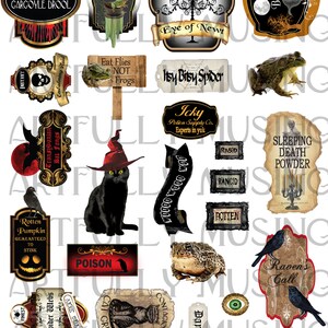 2 Collage Sheet Set - Witches Apothecary Potion Labels - Digital ...