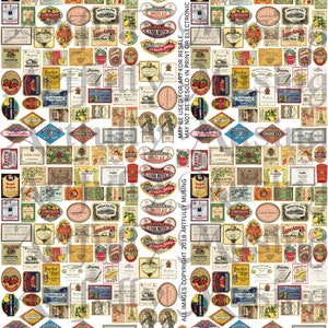 Cafe Bottle Labels Ephemera Collage Sheet  - Wine Liquor Soda Pop Labels- Digital Printable - Instant Download (2206)