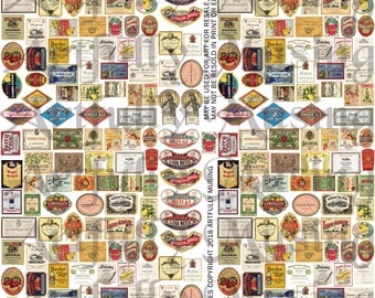 Cafe Bottle Labels Ephemera Collage Sheet - Wine Liquor Soda Pop Labels- Digital Printable - Instant Download (2206)