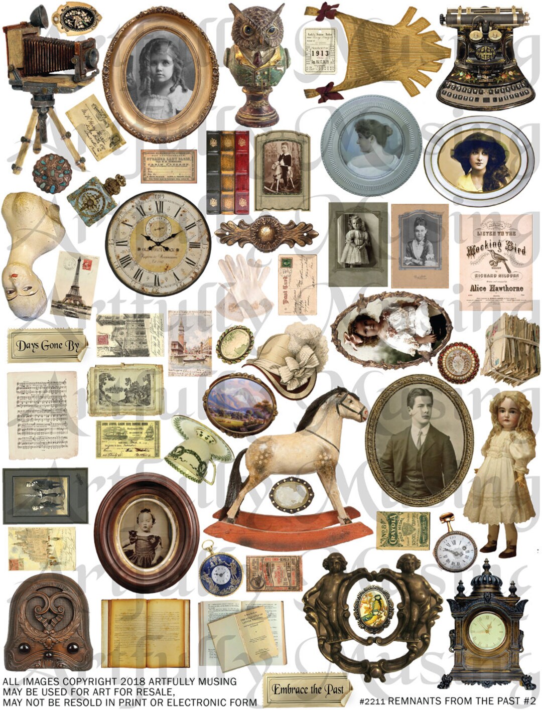 Remnants of the Past #2 Ephemera Collage Sheet- Digital Printable ...