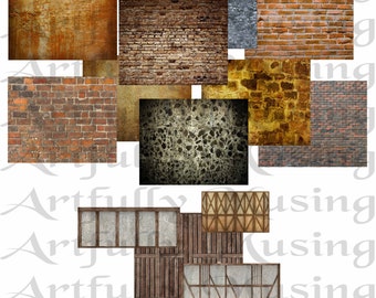 Architecture Facades  Wood, Brick, Stucco 27 Separate Images Digital Image Set Clip Art - Digital Printable - Instant Download (6000)