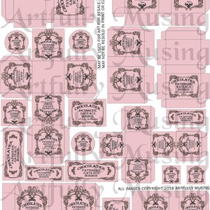 Schokoladenladen Taschen & Schachteln - Vintage - französische Miniatur 3D- Partitur Falten und Kleben - Collage Sheet - Printable - Instant Download (1799)