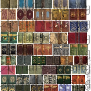 Miniatur-Antik-Buch-Cover-Collage Sheet-Digital Printable-Instant Download (2268)