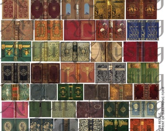 Miniature Antique Book Covers Collage Sheet - Digital Print - Téléchargement instantané (2268)