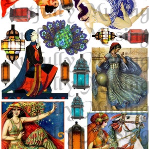 Rock the Kasbah, Exotic Ladies of the Harem Collage Sheet- Digital Printable - Instant Download (1621)
