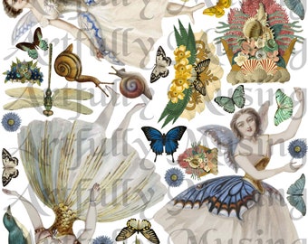 Land of the Butterfly Queen #2 Fairies Collage Sheet - Digital Printable - Instant Download (1660)