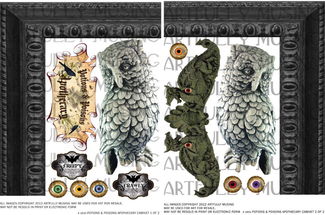 2 Collage Sheet Set - Witches Apothecary Cabinet - Digital Printable ...