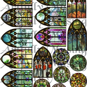 Gothic Windows Collage Sheet- Digital Printable - Instant Download (2261)