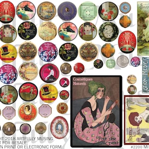 Etichette cosmetiche in miniatura e poster Ephemera Collage Sheet- Stampabile digitale - Download istantaneo (2200)