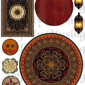 6 Collage Sheet Set - Gypsy Fortune Teller Scene With Tent - Digital ...