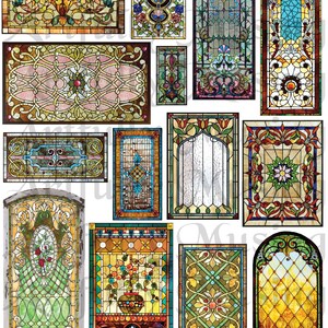 Stained Glass Architecture #2 Collage Sheet- Digital Printable - Instant Download (3039)