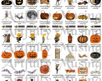 Halloween Carnival Miniature Halloween Digital Image Set Clip Art 63 Separate Images - Digital Printable - Instant Download (5006)