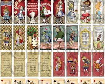 Alice in Wonderland Domino Book or Panels Collage Sheet - Digital Printable - Instant Download (1738)