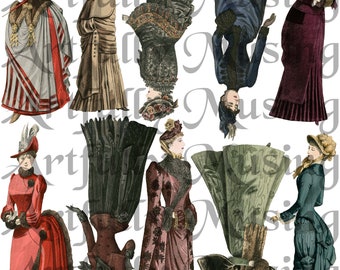 Victoriaanse dames vrouwen collageblad - digitaal afdrukbaar - Instant Download (1723)