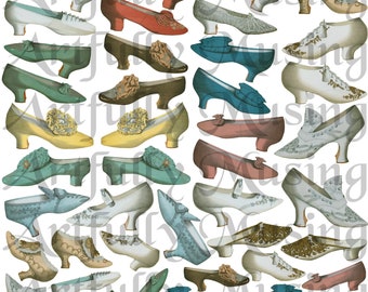 Elegant Shoes Vintage Fashion Ephemera Collage Sheet- Digital Printable - Instant Download (1663)