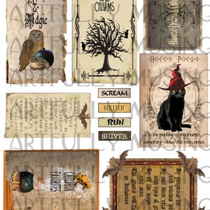 2 Collage Sheet Set - Witches Apothecary Book Labels &amp; Spines - Digital ...