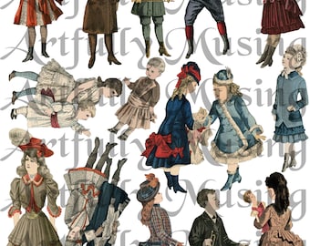 Victorian Children Collage Sheet - Digital Printable - Instant Download (1724)