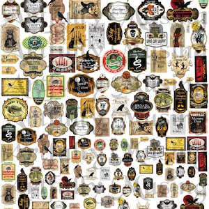 Mini Apothecary Labels Halloween Collage Sheet- Digital Printable - Instant Download (1754)
