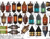 LANTERNS 1/2 Collage Sheet- Digital Printable - Instant Download (1756)
