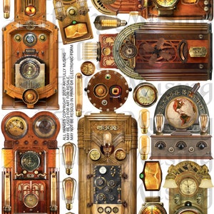 Foglio Collage di macchine Steampunk - stampabile digitale - Download istantaneo (1780)