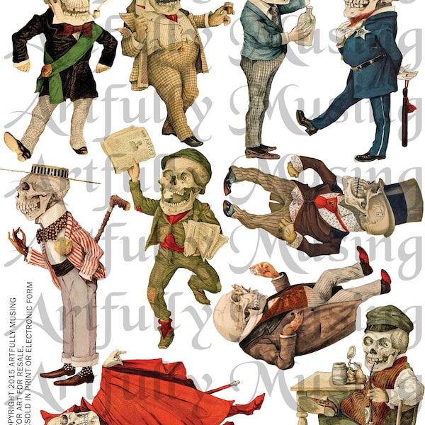 Strange People #1 Grimsley Village Miniature Halloween Collage Sheet- Digital Printable - Instant Download (1696)