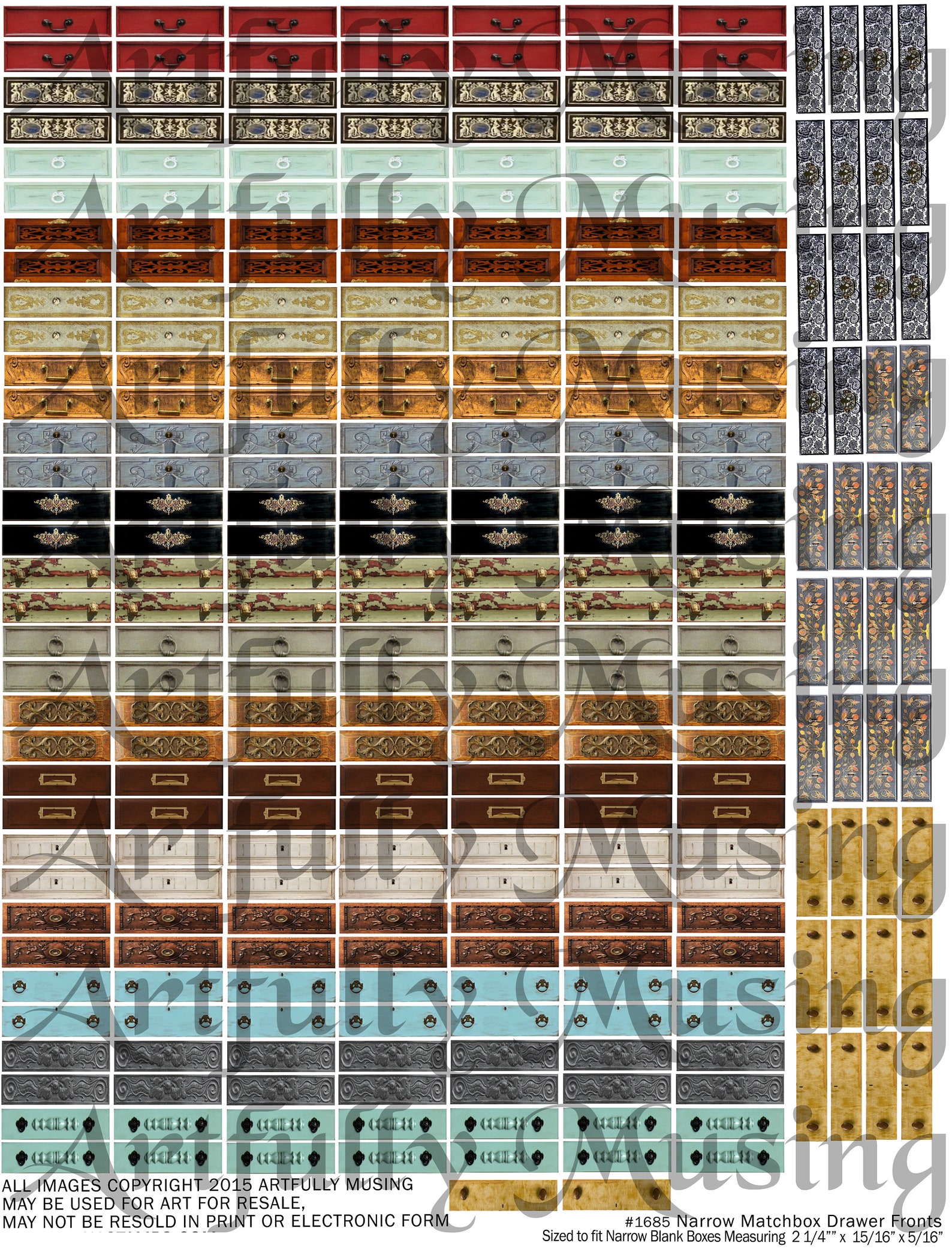 Narrow Matchbox Drawer Front Furnishings Collage Sheet- Digital ...