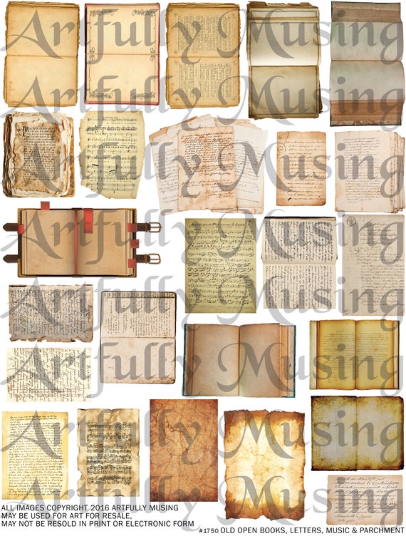 エッセイ等 Miniature Old Books, Letters, Music & Parchment Collage