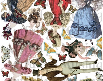 1830s Gents & Ladies Fashion #2  Collage Sheet - Digital Printable - Instant Download (1741)