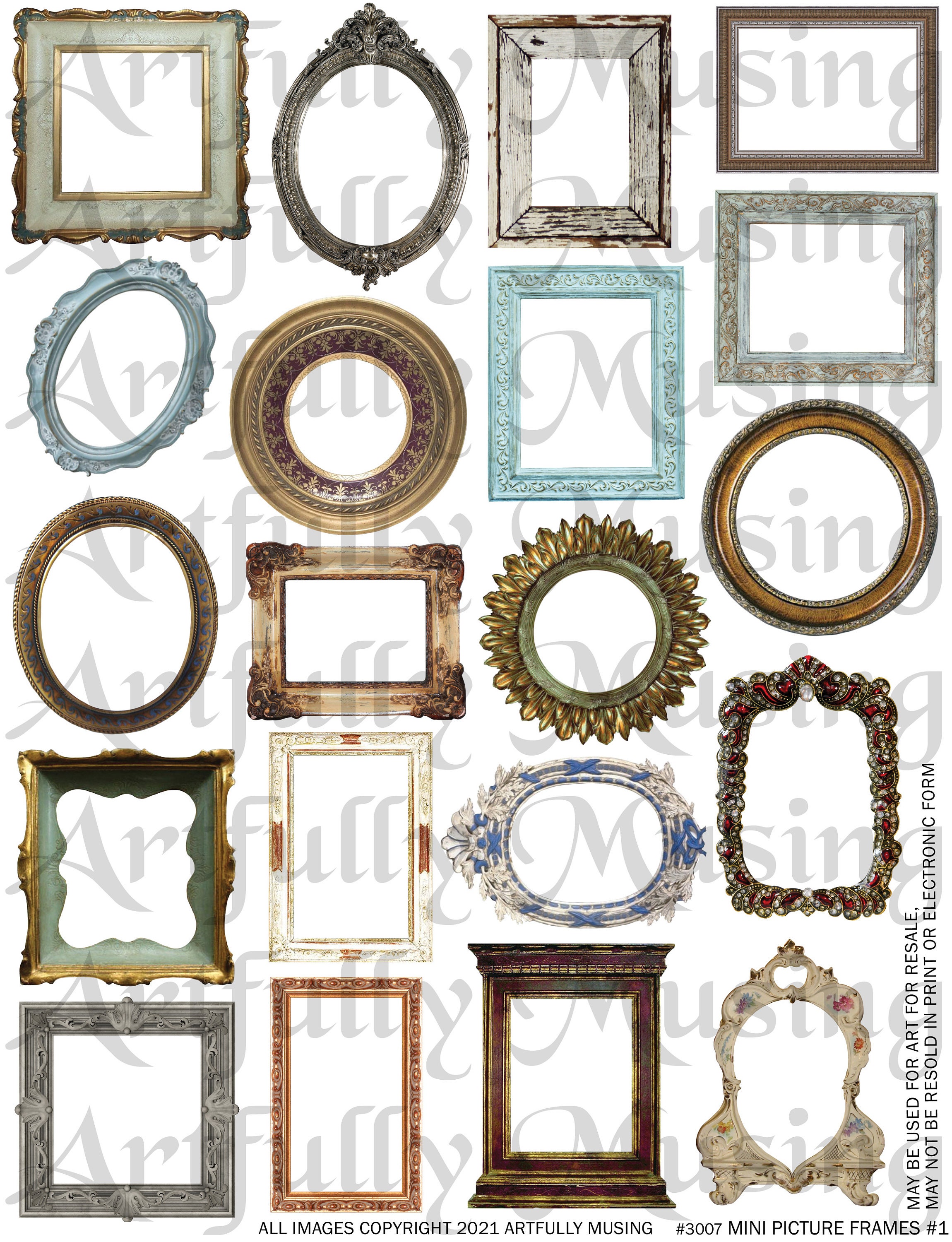 Mini Picture Frames 1 Collage Sheet Digital Printable Etsy