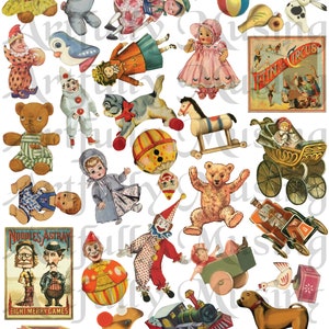Vintage Toys 2 Collage Sheet Digital Printable Instant Download 1792 - Etsy