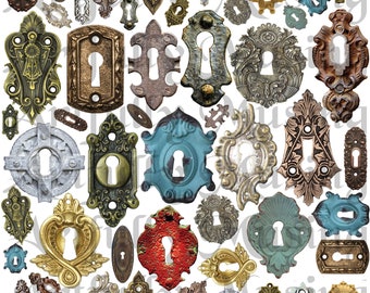 Keyhole Collage Sheet- Digital Printable - Instant Download (2234)
