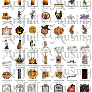 Halloween Carnival Games Miniature Halloween Digital Image Set Clip Art - 60 Separate Images - Digital Printable - Instant Download (5005)