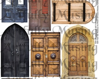 OLD DOORS Architecture Collage Sheet - Digital Printable - Instant Download (1687)