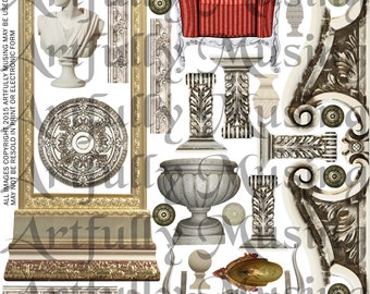 Boutique Exquisite Furnishings Architecture Collage Sheet- Digital Printable - Instant Download (1684)